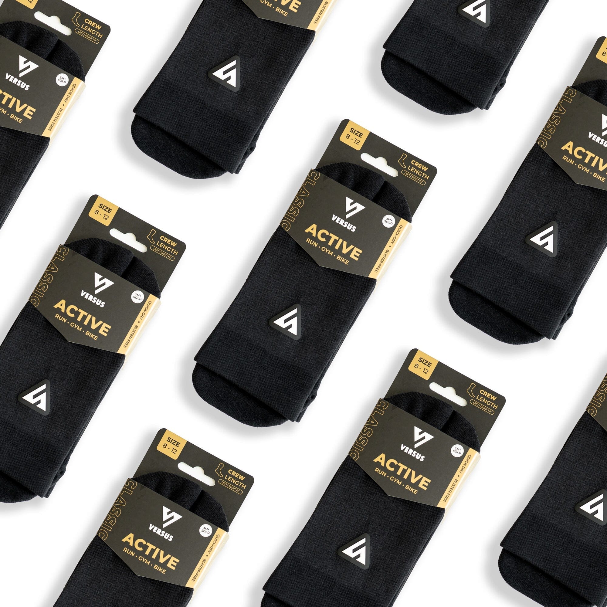 Versus Classic Black Active Crew Tab Socks - Image 2