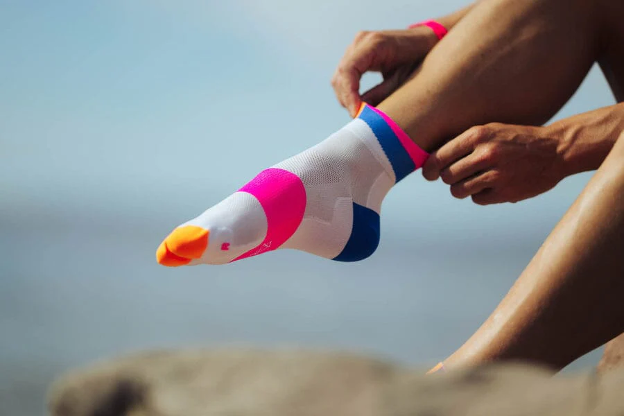 Incylence Ultralight Spirals Short Blue Pink Socks - Image 3