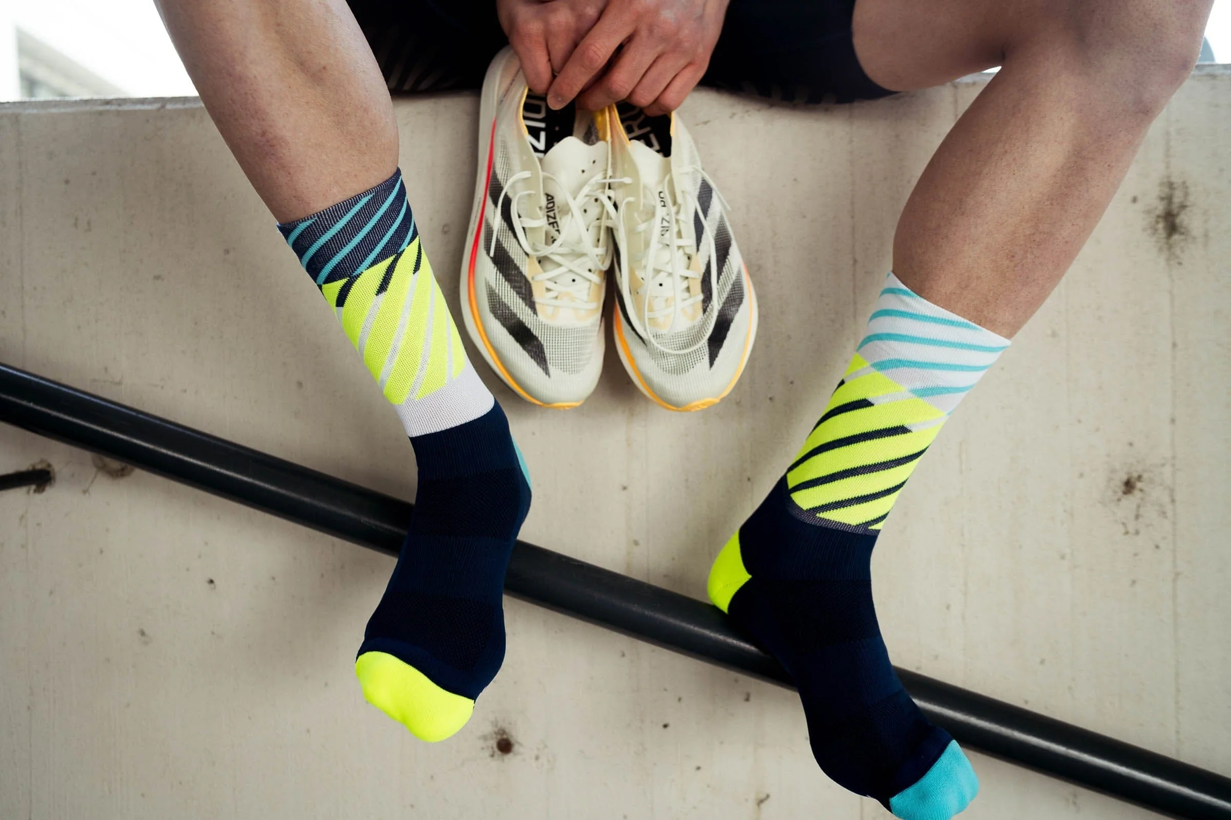 Incylence Running Diagonals Navy Canary Socks - Image 3