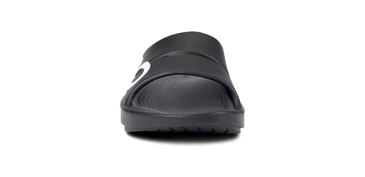 OOFOS Unisex OOahh Sport Slide Sandal - Black White - Image 6
