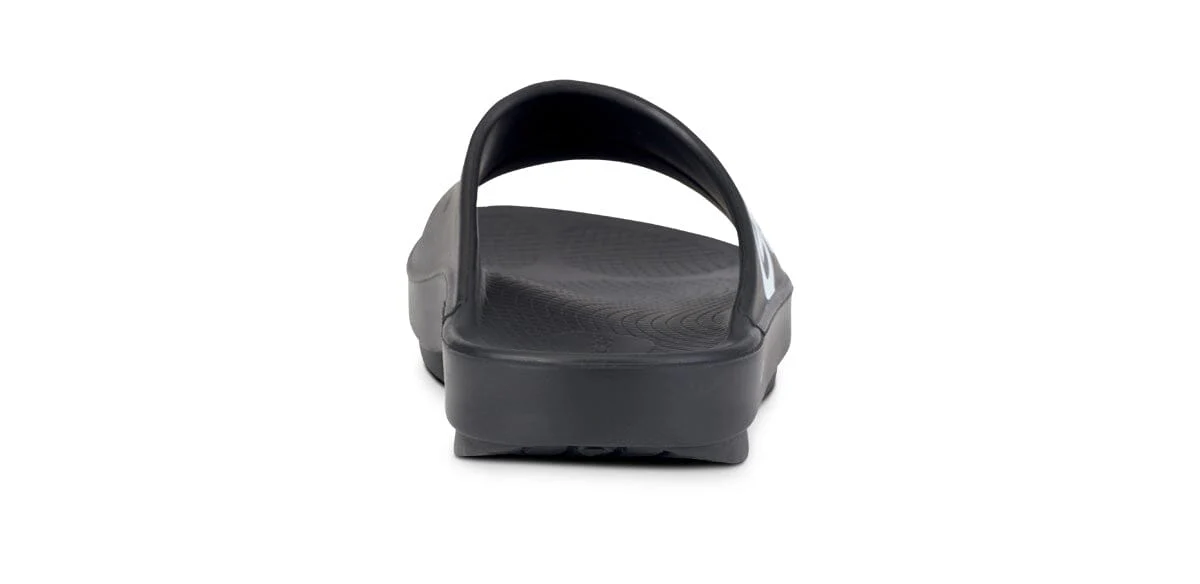 OOFOS Unisex OOahh Sport Slide Sandal - Black White - Image 8