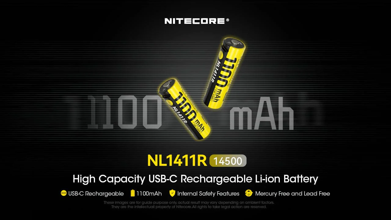 Nitecore NL1411R 1100mAh USB-C Rechargeable 14500 Battery - Image 2