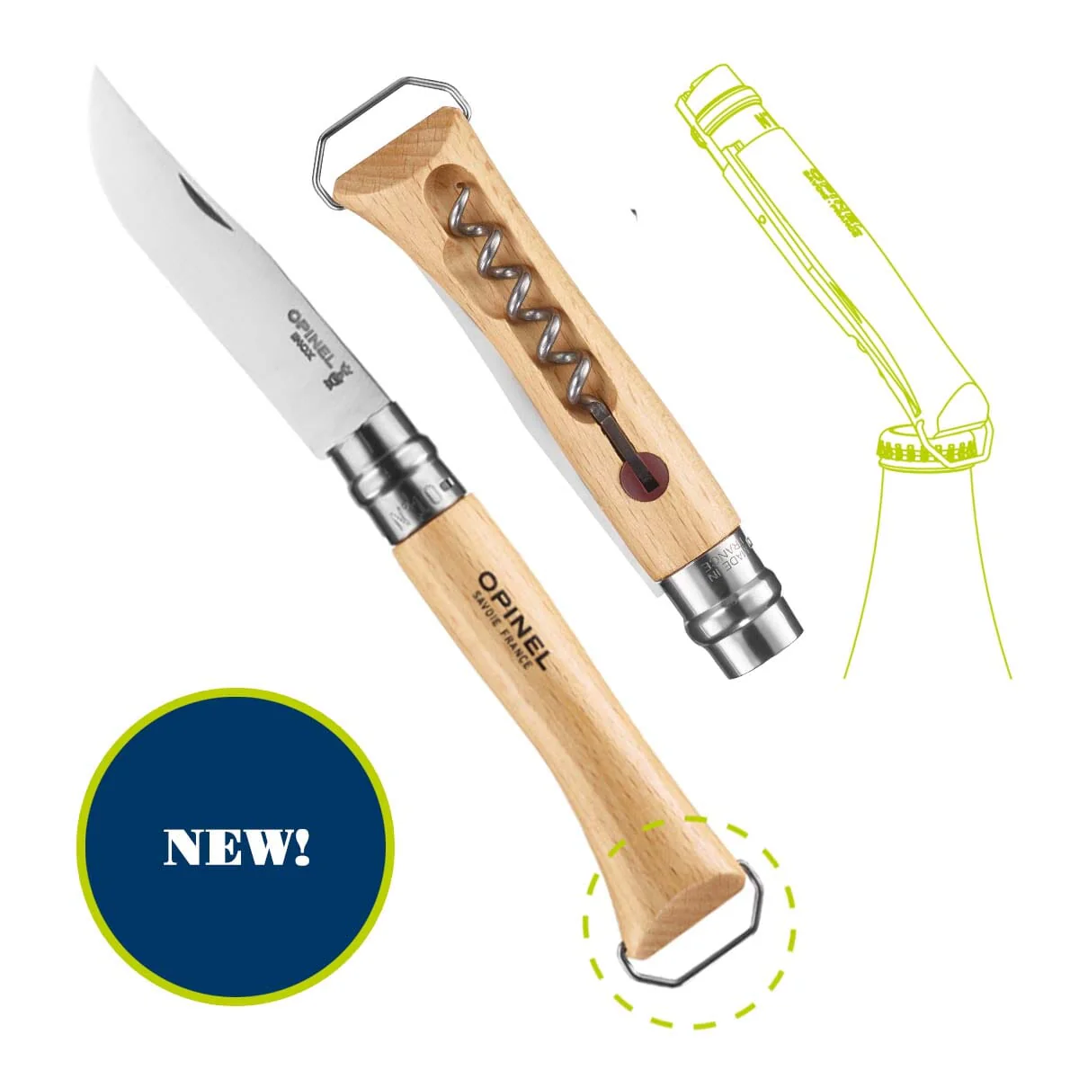 Opinel Pocket Knife N°10 Corkscrew Bottle Opener - Image 2