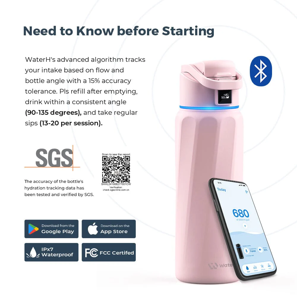 WaterH Boost Smart Water Bottle: 24 oz Hydration Tracker with APP & Insulation - Image 13