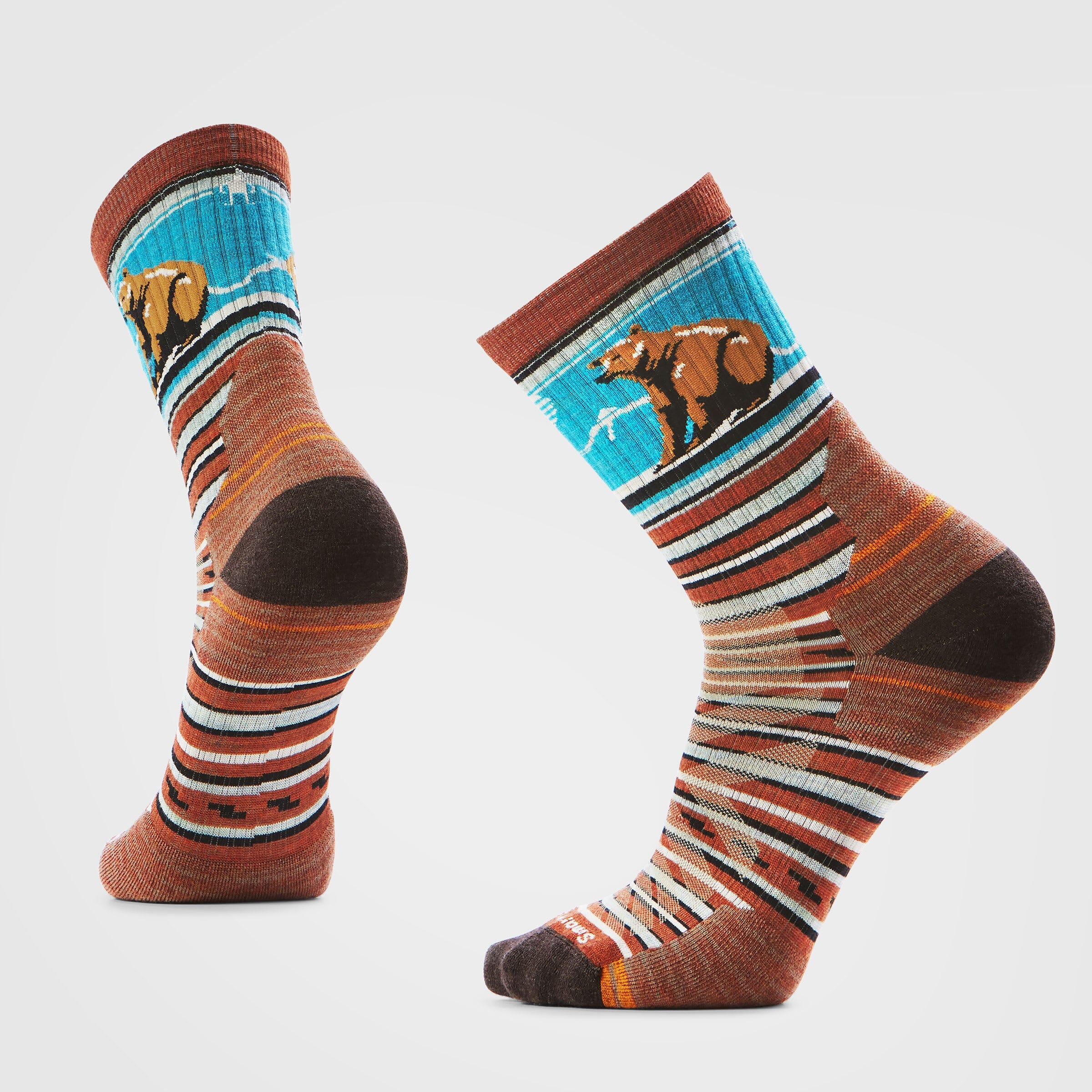 Smartwool Hike Targeted Cushion Bear Stripe Mid Crew Socks - Image 3