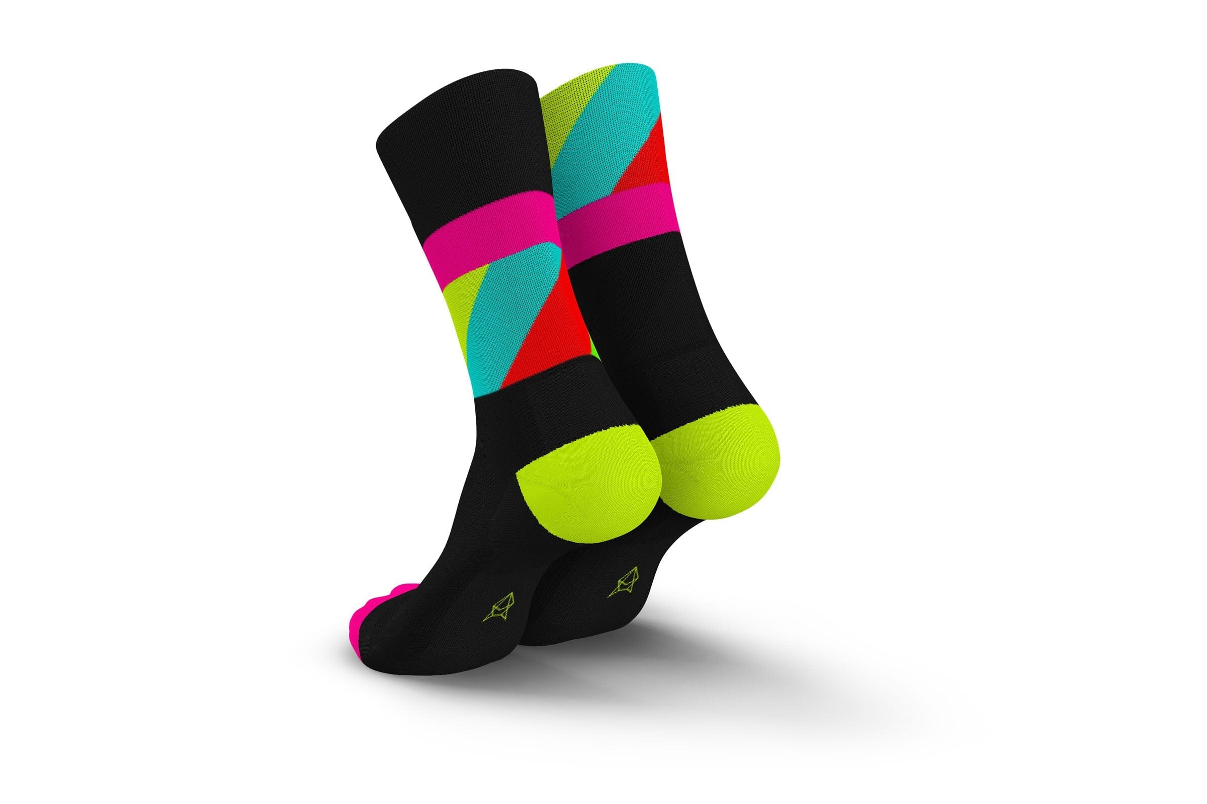 Incylence Ultralight Strides Black Pink Canary Socks - Image 2