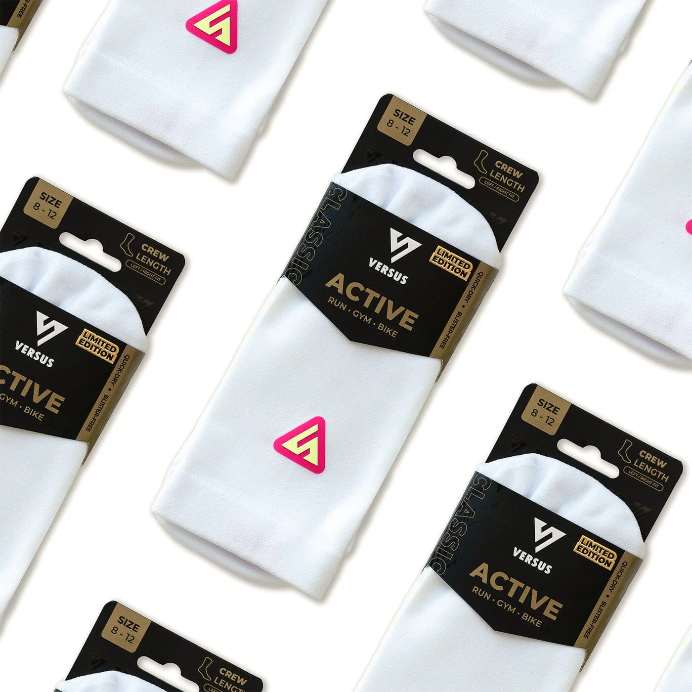 Versus Pink-Lime Limited Edition Active Crew Tab Socks - Image 6