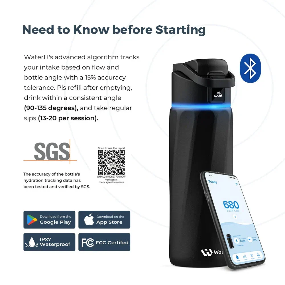 WaterH Boost Smart Water Bottle: 32 oz Hydration Tracker with APP & Insulation - Image 25