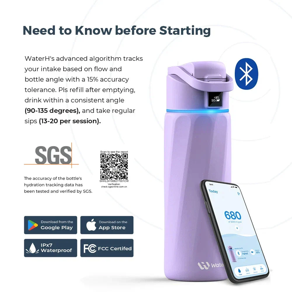 WaterH Boost Smart Water Bottle: 32 oz Hydration Tracker with APP & Insulation - Image 41