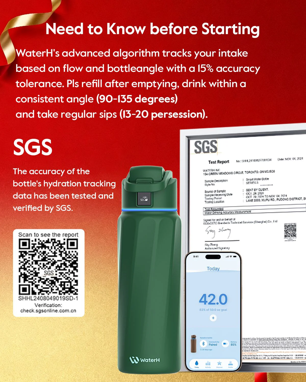 WaterH Boost Smart Water Bottle: 32 oz Hydration Tracker with APP & Insulation - Image 57
